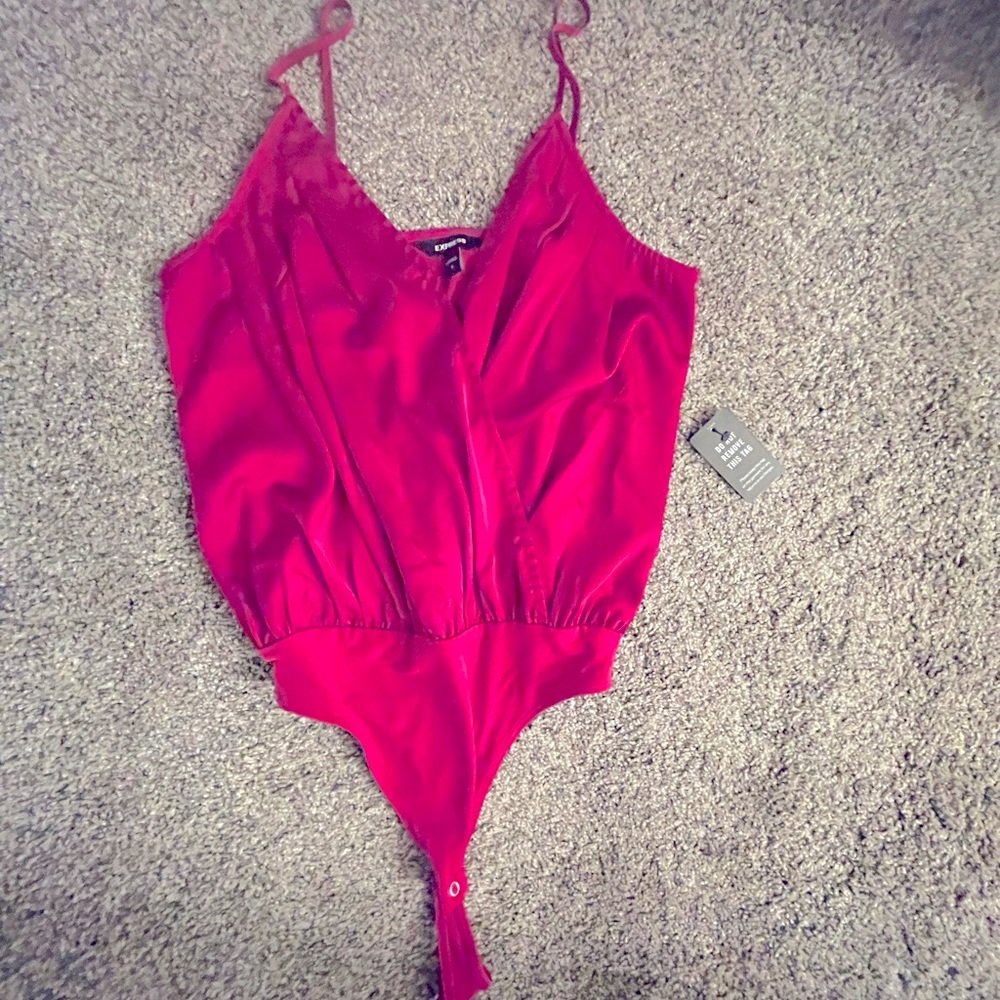 Express Party Top Jewel Tone Size S deep red/purple garnet